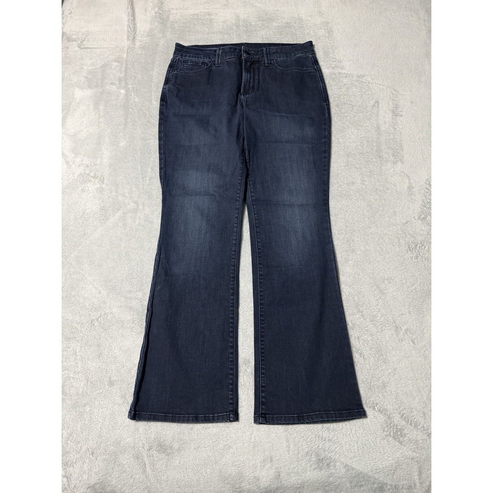 NYDJ Jeans Womens 10 Petite Blue Barbara Bootcut Stretch Dark Wash 30x29